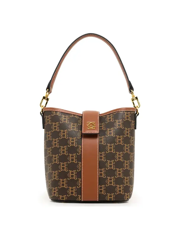 Holland Cooper Women's Milan Mini Bucket Bag - Tan Monogram Image 1