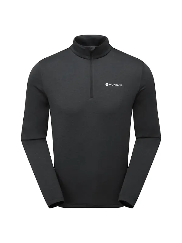 Montane Men's Dart Zip Neck Long Sleeved Baselayer - Black Image 1