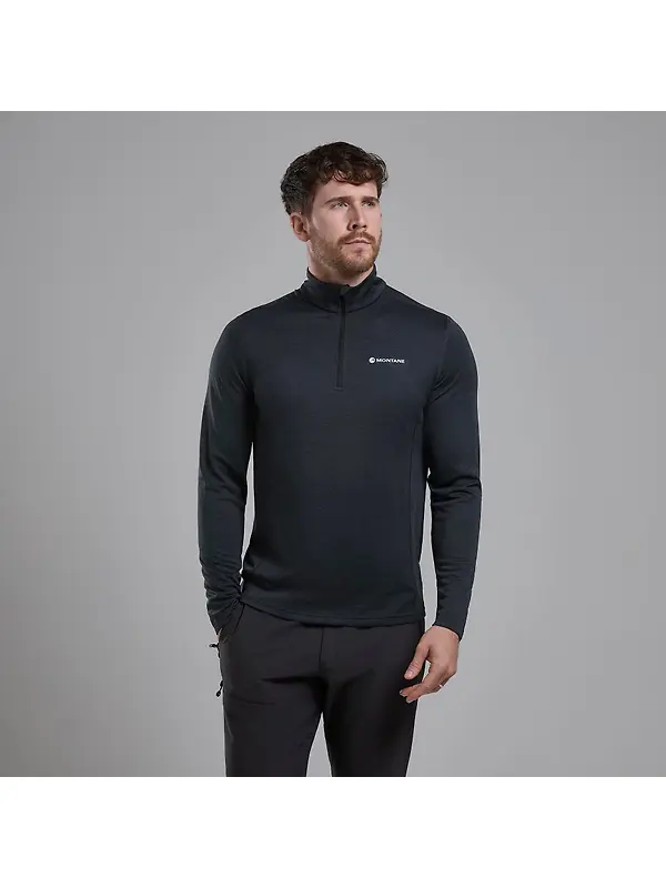 Montane Men's Dart Zip Neck Long Sleeved Baselayer - Black Image 2