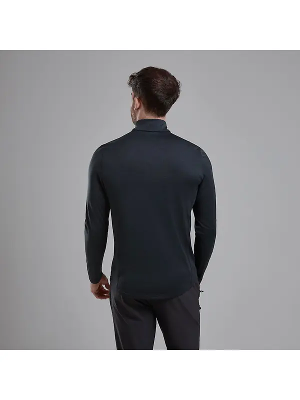 Montane Men's Dart Zip Neck Long Sleeved Baselayer - Black Image 3