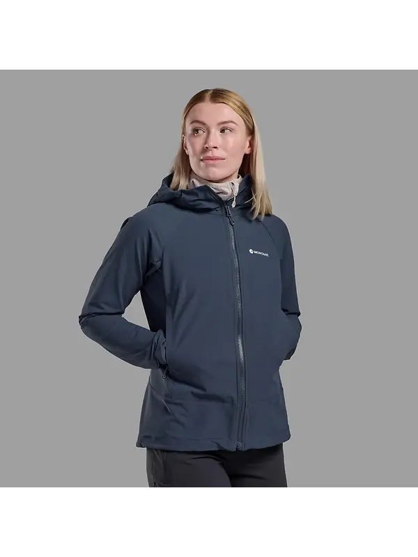 Montane Women's Tenacity Hooded Softshell Jacket - Eclipse Blue Image 4