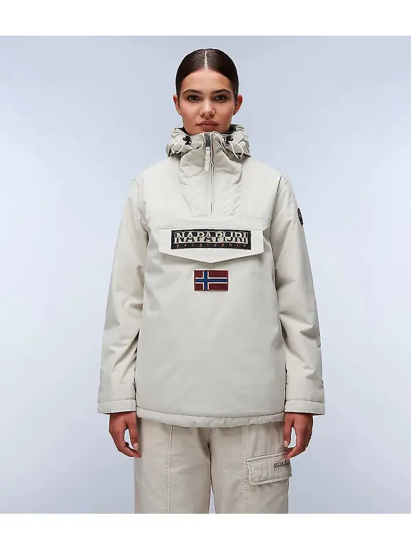Napapijri Women's Rainforest Winter Anorak Jacket - Beige Silver Image 3