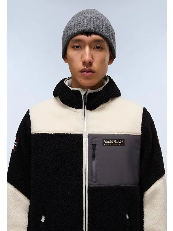Napapijri Men's Yupik Full Zip Hooded Curly Fleece - Multi Image 2