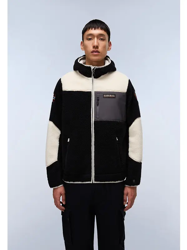 Napapijri Men's Yupik Full Zip Hooded Curly Fleece - Multi Image 3