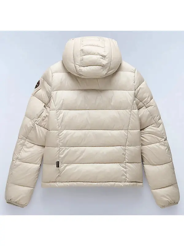 Napapijri Women's Aerons Rise Hooded Puffer Jacket - Beige Silver Image 2