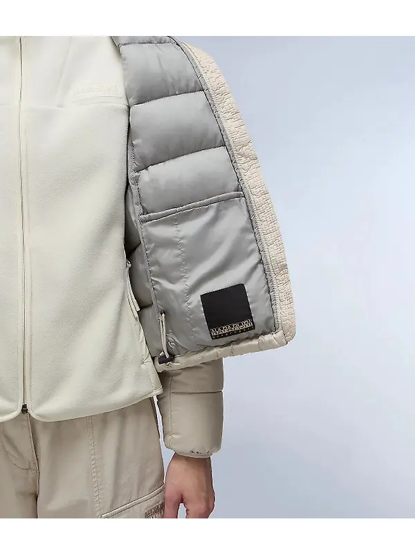Napapijri Women's Aerons Rise Hooded Puffer Jacket - Beige Silver Image 6