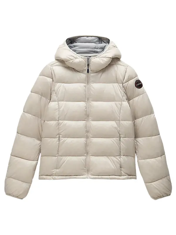 Napapijri Women's Aerons Rise Hooded Puffer Jacket - Beige Silver Image 1