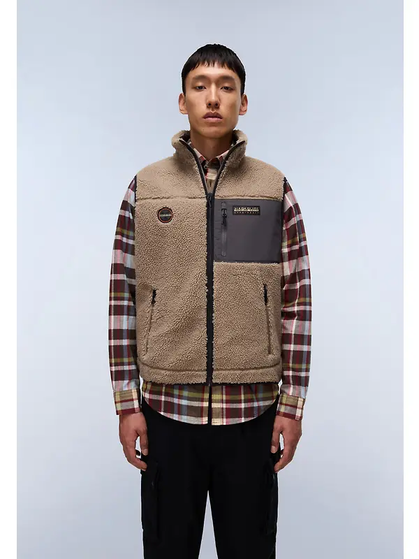 Napapijri Men's Yupik Curly Fleece Gilet - Multi Image 3