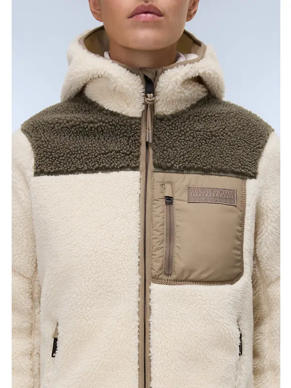 Napapijri Women's Yupik Original Hooded Curly Fleece - Beige Dimity Image 2