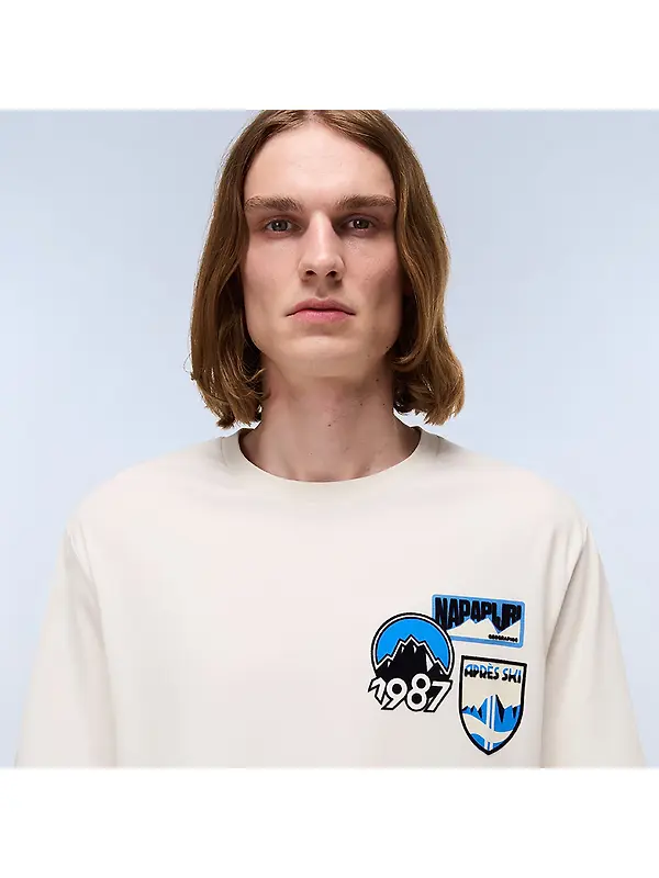 Napapijri Men's Montepianna Flock Print T-Shirt - Beige Dimity Image 4