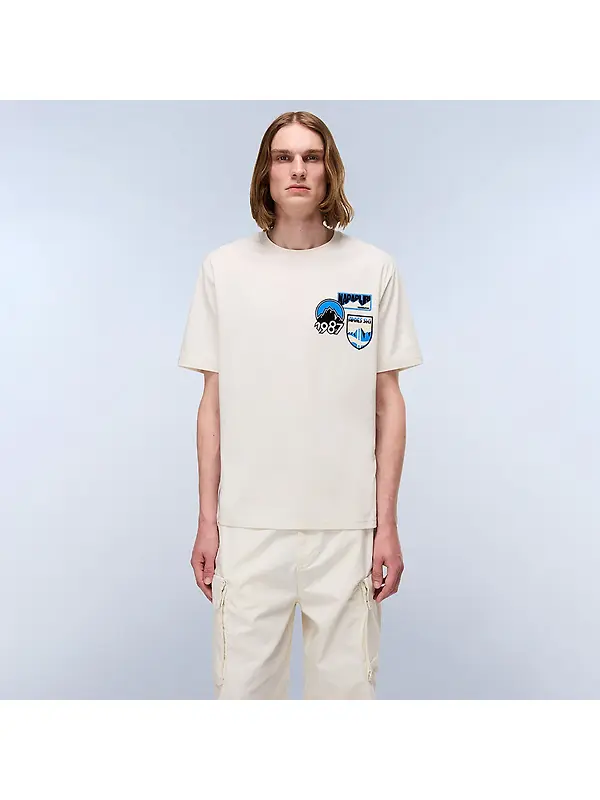 Napapijri Men's Montepianna Flock Print T-Shirt - Beige Dimity Image 3