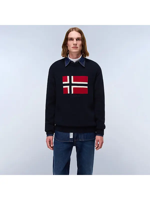 Napapijri Men's Mura Crew Neck Sweater - Blue Marine Image 2