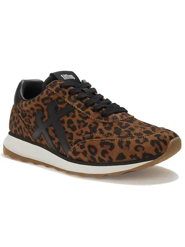 FitFlop Women's Retro-Q FF Suede Trainers - Leopard Print Image 1