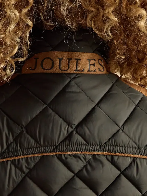 Joules Women's Braemar Luxe Showerproof Diamond Quilted Gilet - Khaki Green Image 10
