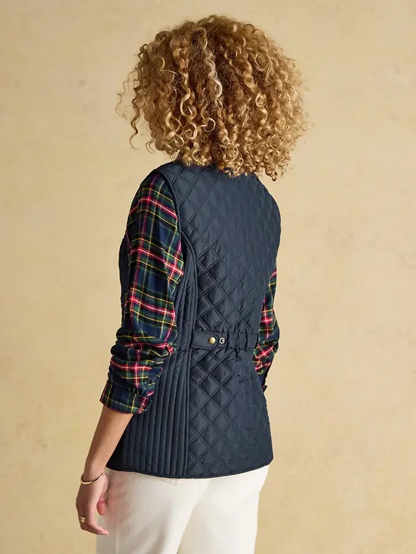 Joules Women's Minx Showerproof Diamond Quilted Gilet - Navy Blue Image 3