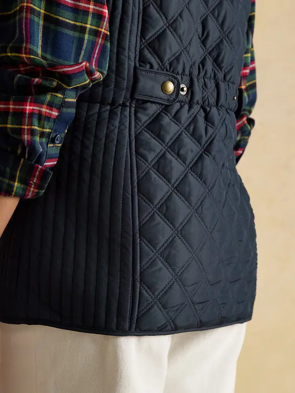 Joules Women's Minx Showerproof Diamond Quilted Gilet - Navy Blue Image 6