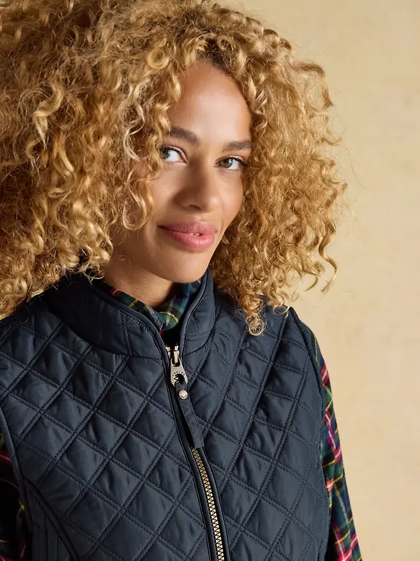 Joules Women's Minx Showerproof Diamond Quilted Gilet - Navy Blue Image 7