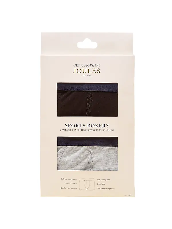 Joules Men's Get A Move On Sports Boxers 2 Pack - Black/Grey Image 1