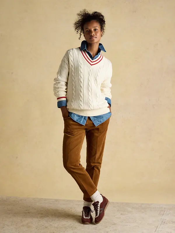 Joules Women's Calla Corduroy Trousers - Tan Brown Image 3