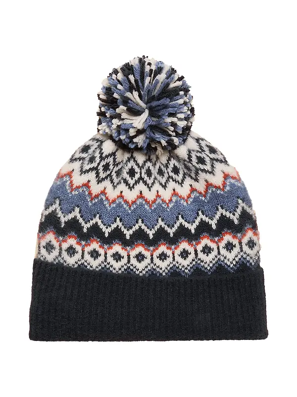 Joules Women's Kara Fairisle Bobble Beanie Hat - Navy Image 1
