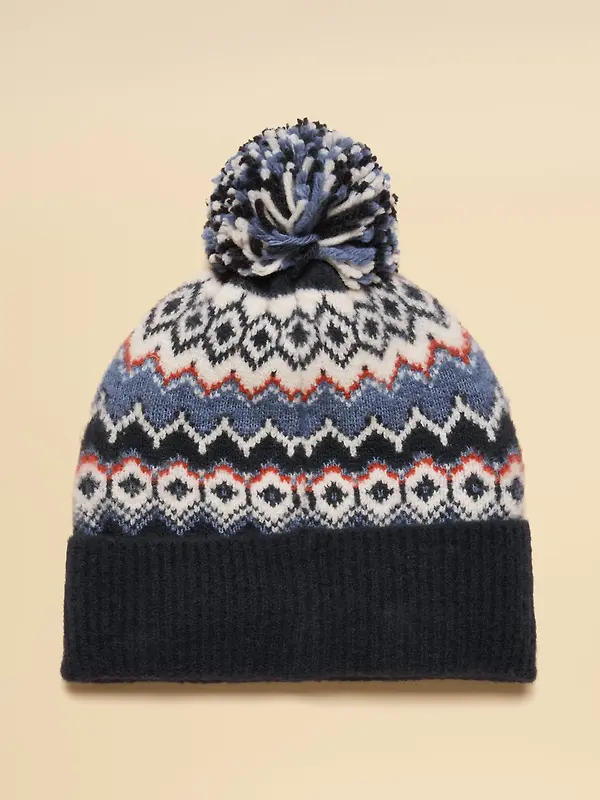 Joules Women's Kara Fairisle Bobble Beanie Hat - Navy Image 2