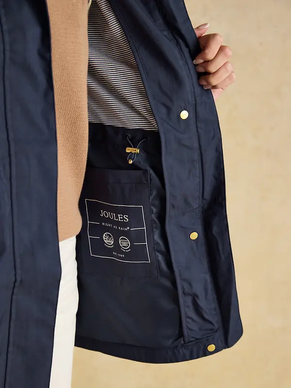 Joules Women's Portwell Waterproof Raincoat - Navy Blue Image 9