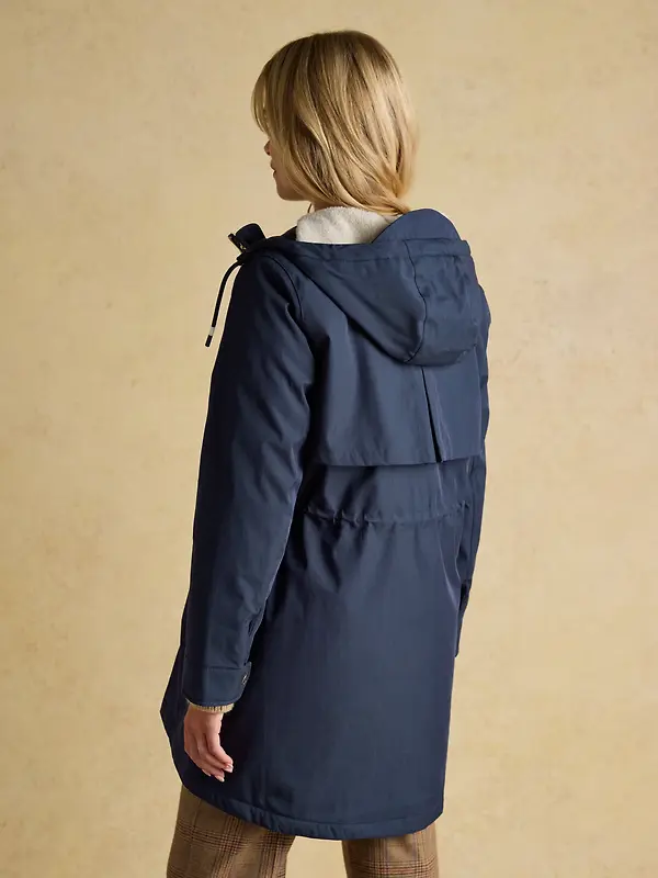 Joules Women's Portwell Cosy Fleece Lined Waterproof Raincoat - Navy Image 3