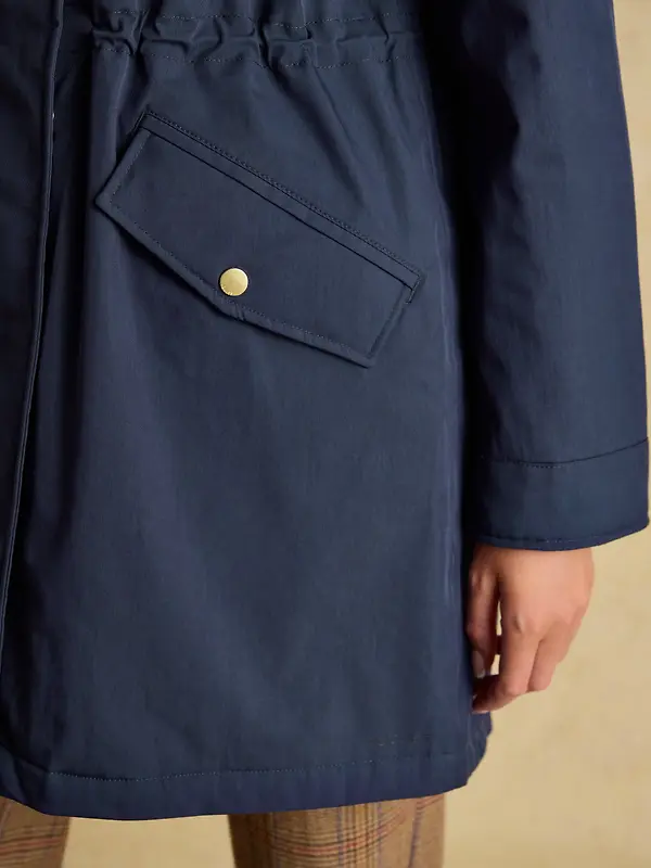 Joules Women's Portwell Cosy Fleece Lined Waterproof Raincoat - Navy Image 7