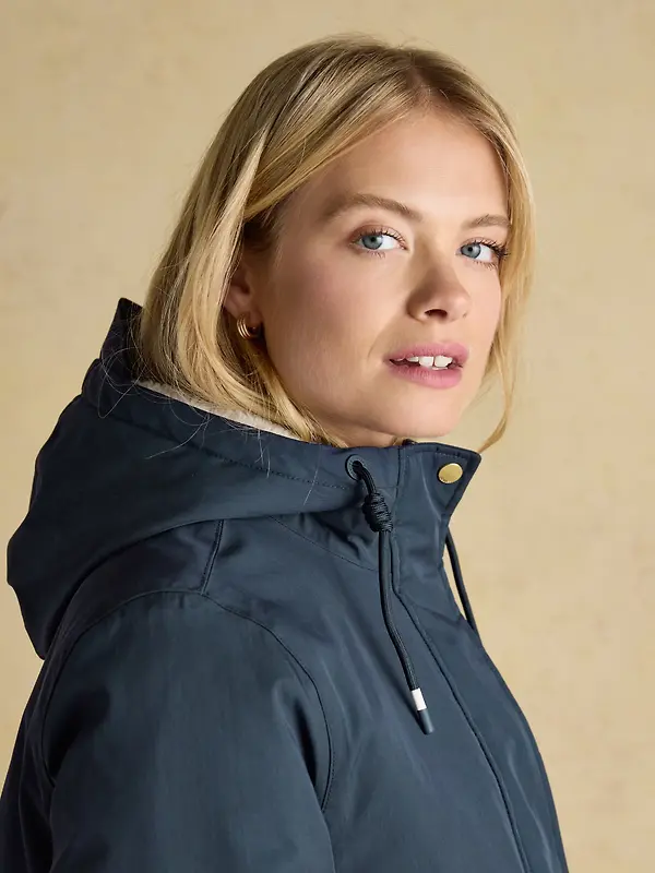 Joules Women's Portwell Cosy Fleece Lined Waterproof Raincoat - Navy Image 8