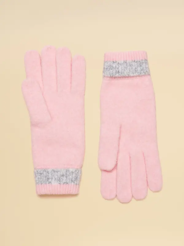 Joules Women's Caversham Stripe Knitted Gloves - Pink/Grey Image 2
