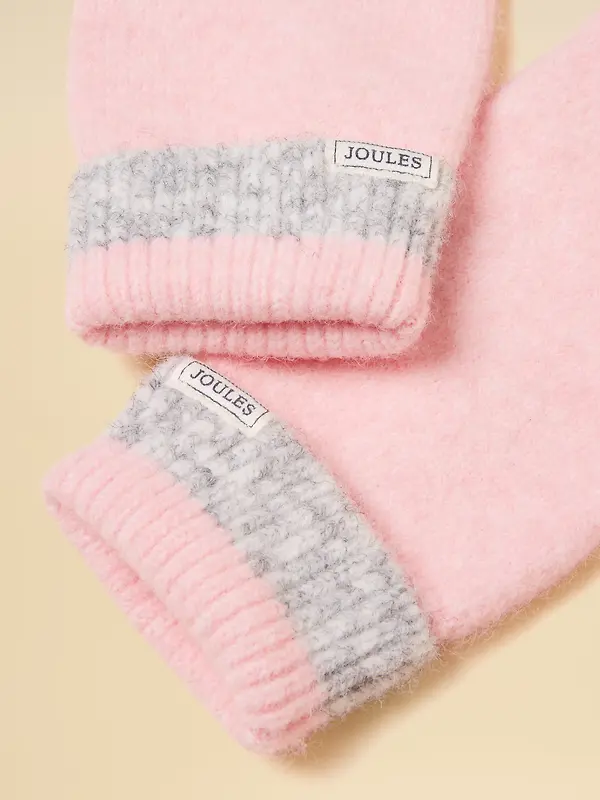 Joules Women's Caversham Stripe Knitted Gloves - Pink/Grey Image 3