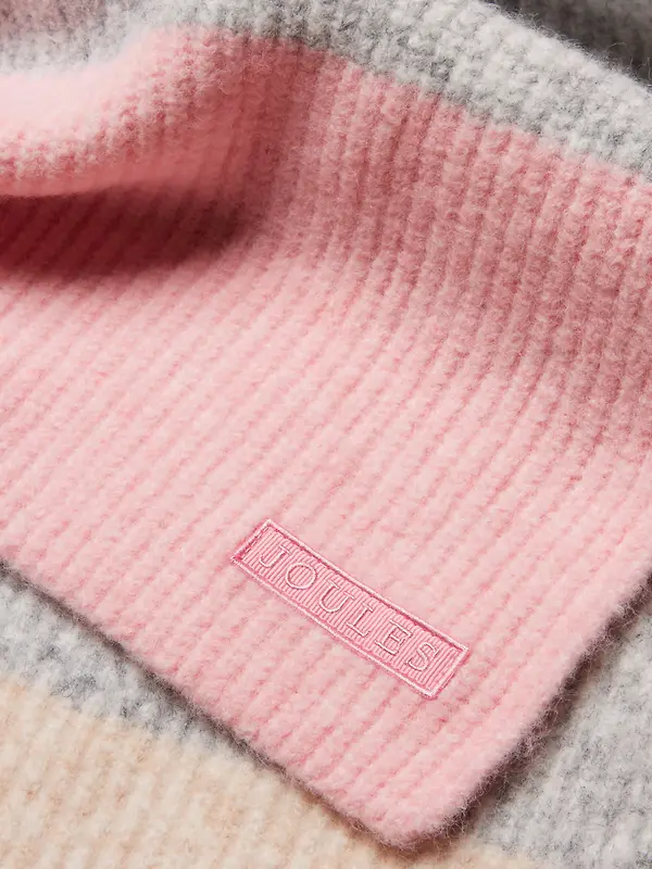 Joules Women's Popley Stripe Scarf - Pink/Grey Image 7