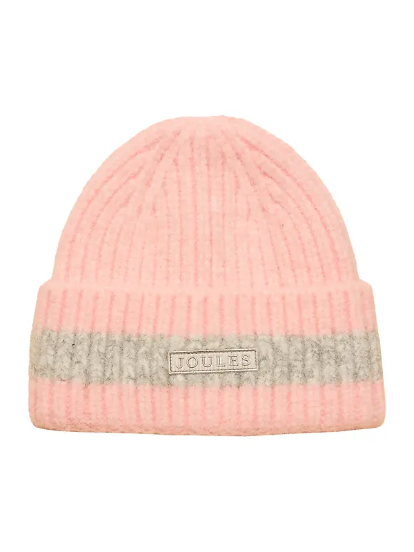 Joules Women's Caversham Stripe Beanie Hat - Pink/Grey Image 1