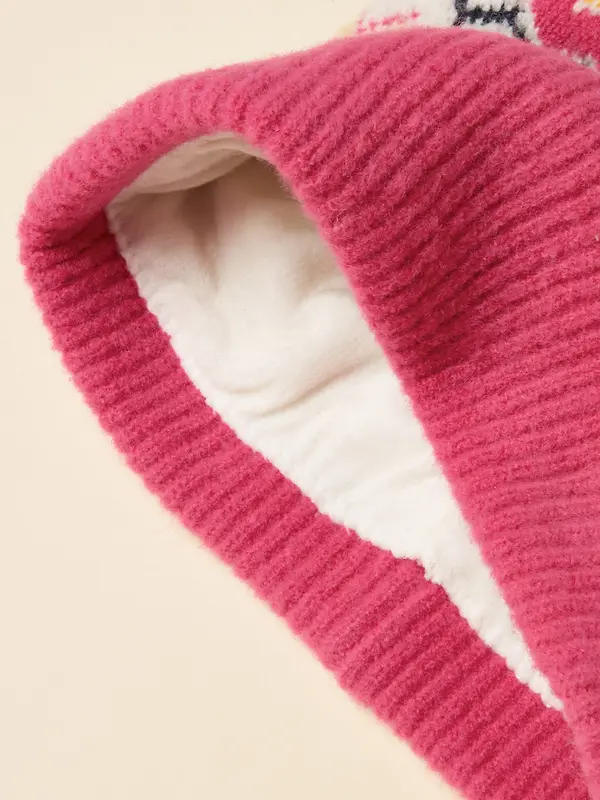 Joules Women's Kara Fairisle Bobble Beanie Hat - Pink Image 4