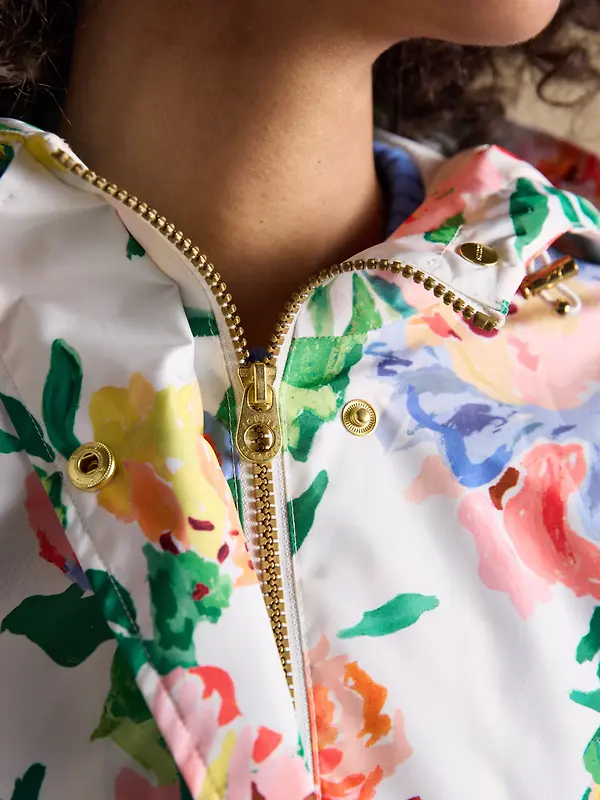 Joules Women's Holkham Waterproof Packable Hooded Raincoat - Floral Image 4