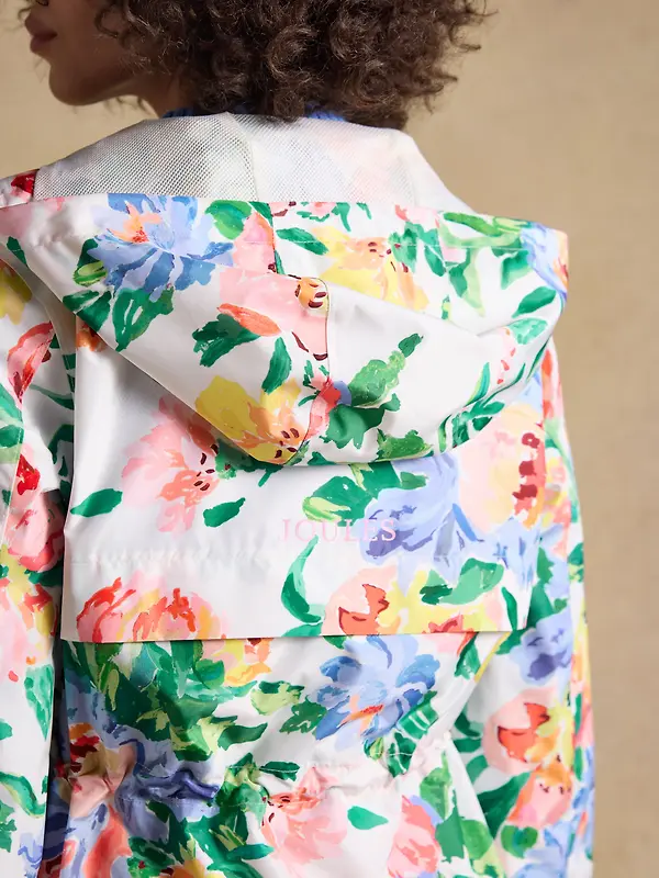 Joules Women's Holkham Waterproof Packable Hooded Raincoat - Floral Image 10