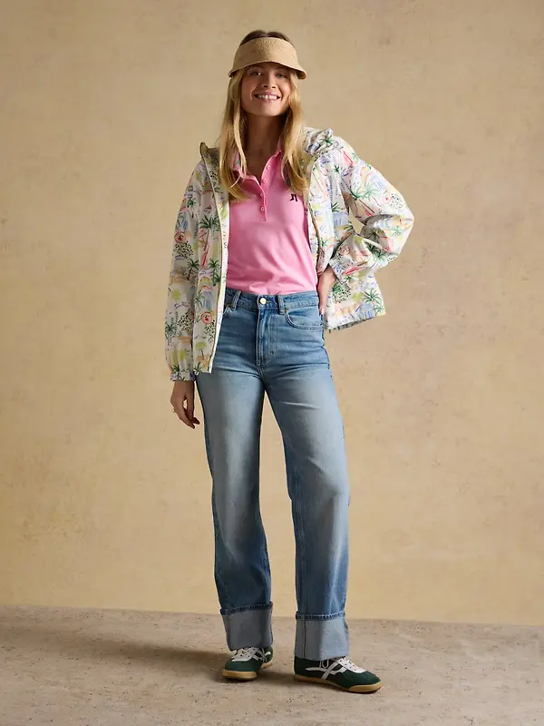 Joules Women's Rainly Waterproof Packable Raincoat with Hood - Cream Image 6