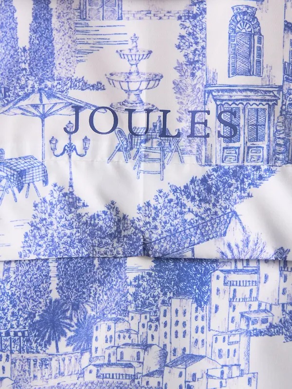 Joules Women's Rainly Waterproof Packable Raincoat with Hood - Cream & Blue Image 13