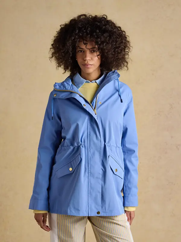 Joules Women's Portwell Hooded Waterproof Raincoat - Blue Image 2