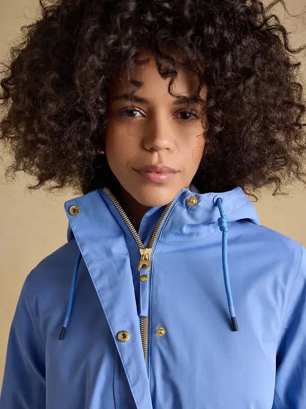 Joules Women's Portwell Hooded Waterproof Raincoat - Blue Image 5