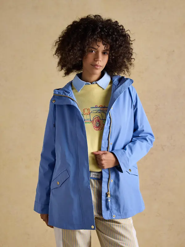 Joules Women's Portwell Hooded Waterproof Raincoat - Blue Image 6