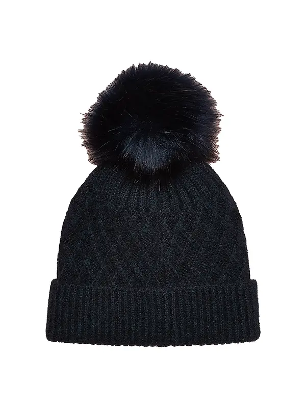 Joules Women's Effie Cable Knitted Bobble Hat - Navy Image 1
