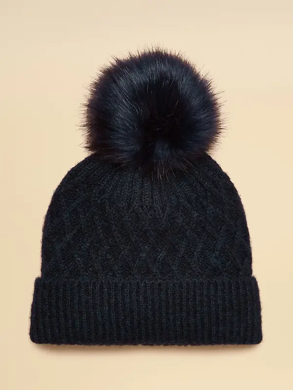 Joules Women's Effie Cable Knitted Bobble Hat - Navy Image 5