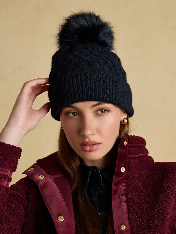 Joules Women's Effie Cable Knitted Bobble Hat - Navy Image 2