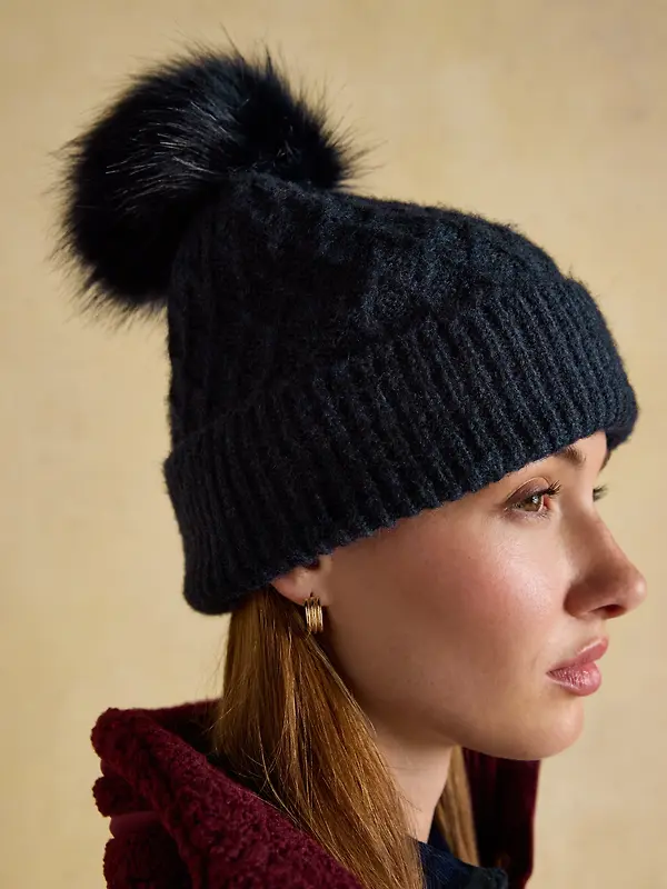 Joules Women's Effie Cable Knitted Bobble Hat - Navy Image 4