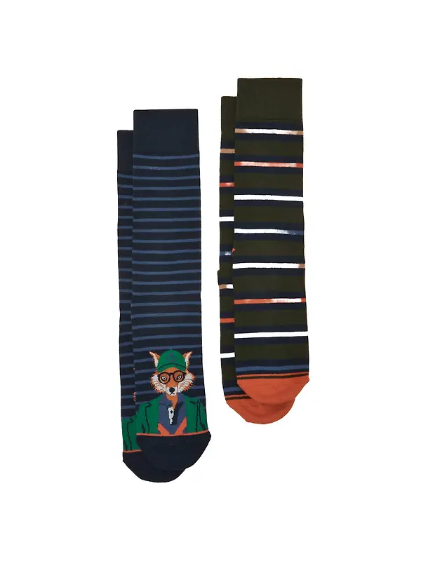 Joules Men's Kingsbury Socks 2 Pack - UK 7-12 - Navy Jonty Fox Image 1