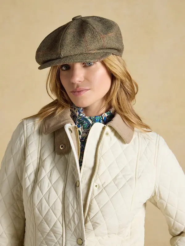 Joules Women's Harrogate Baker Boy Cap - Khaki Tweed Image 4