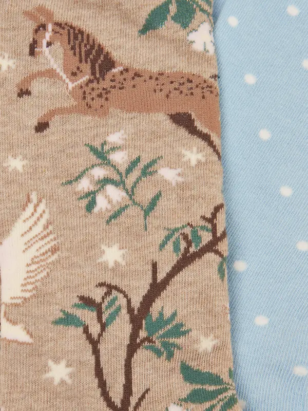 Joules Women's Everyday Socks 2 Pack - UK 4-8 - Tan Fairisle Image 2