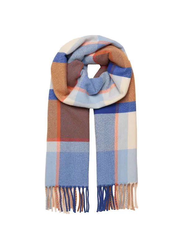 Joules Women's Langtree Scarf - Blue Cream Check Image 1