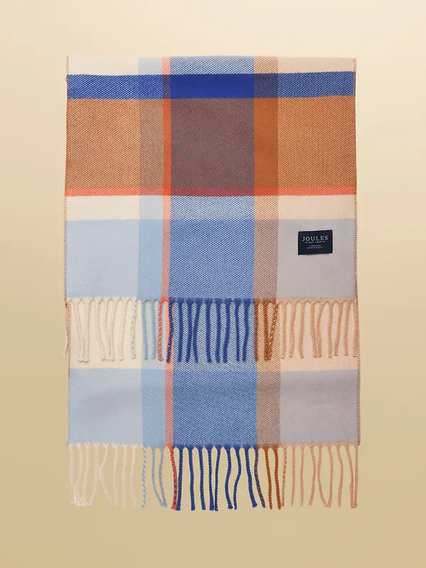 Joules Women's Langtree Scarf - Blue Cream Check Image 4